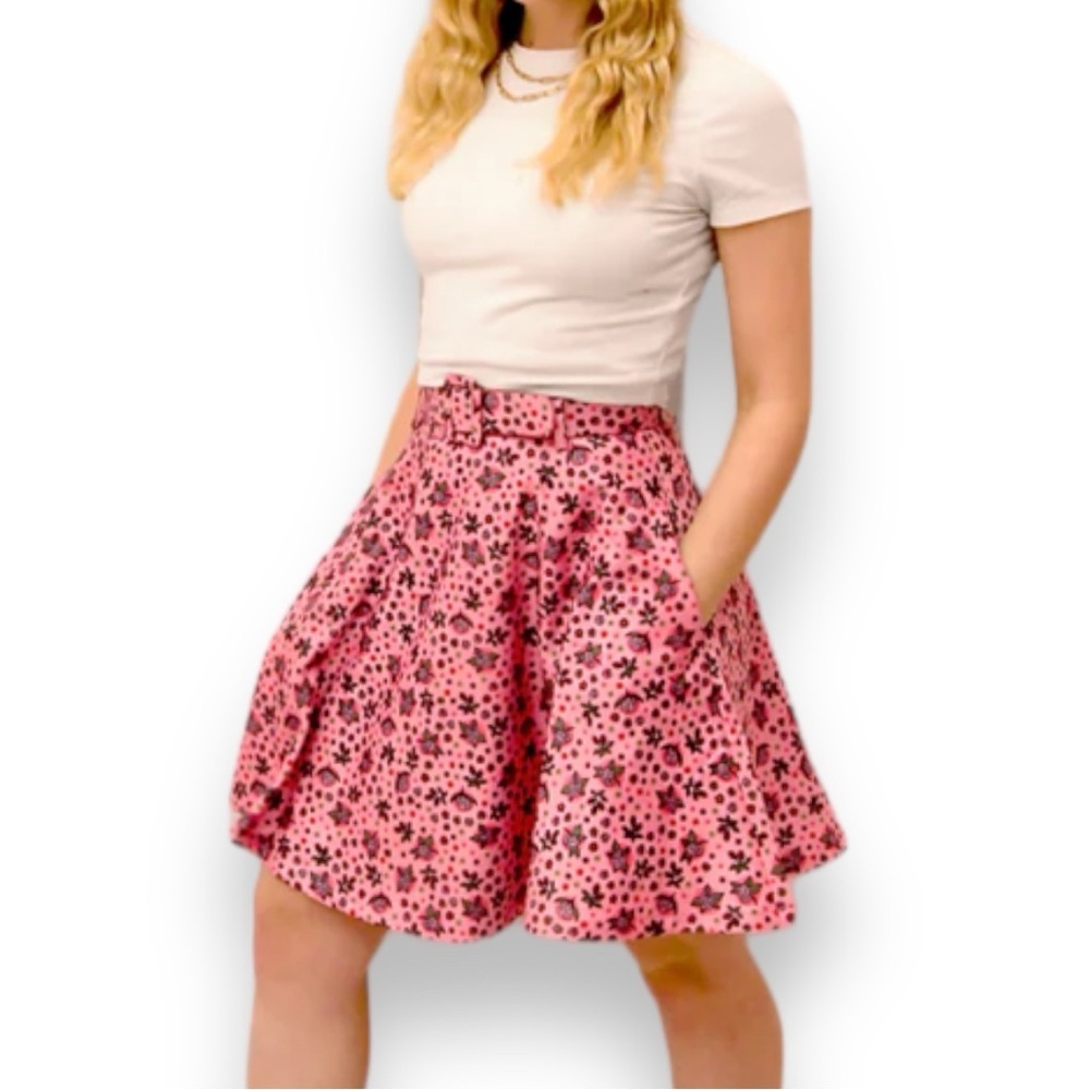 Dash Of Pep Belted Brain Rose Skirt Pink L